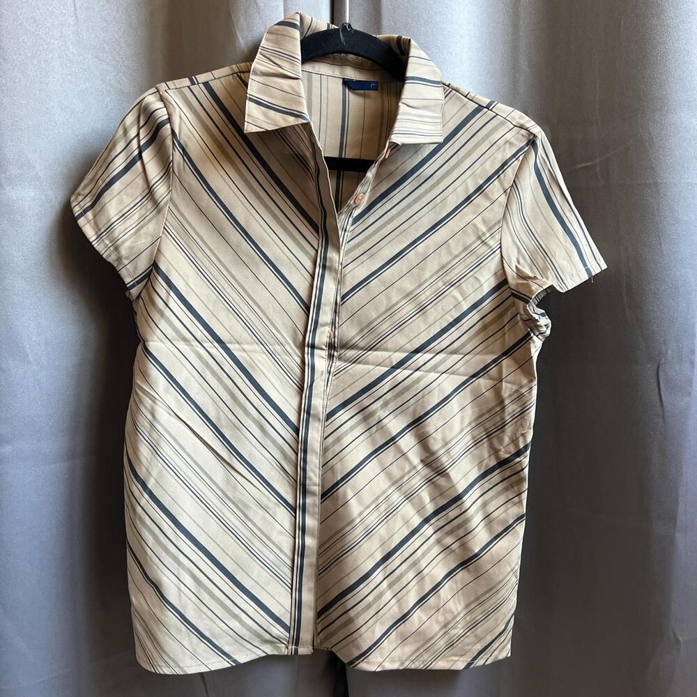 Women's Cream and Black Blouse